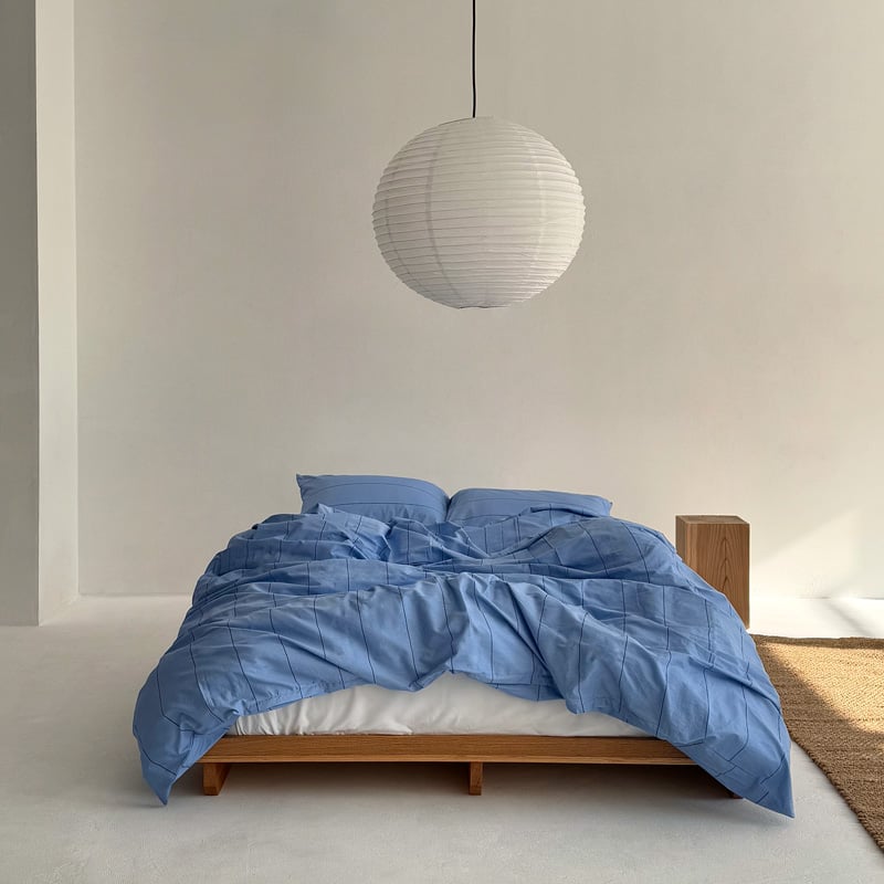 beddingsets-03008 ライトブルー ペンシルストライプ 布団カバーセット