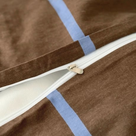 beddingsets-03082　brown×blue ペンシルストライプ 布団カバーセット