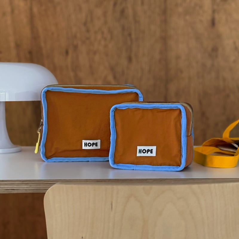 予約販売1月中旬～1月下旬頃発送予定 pouch-03003 Blue×brown ポーチ 大