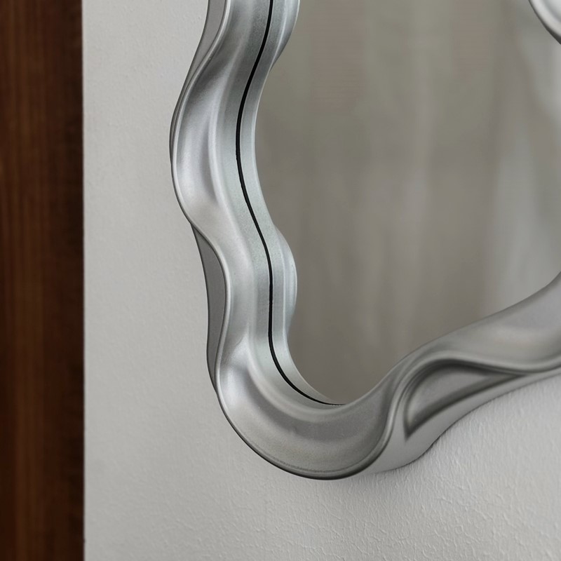 mirror-03155 シルバー ニュアンス フレーム ミラー 壁掛け 立て掛け