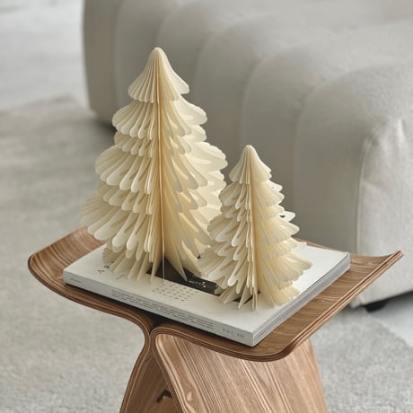 tree-03002　クラフト アコーディオン ペーパーツリー オフホワイト 30cm 20cm