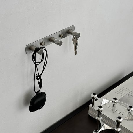 wall-03092　ステンレス 凹デザイン ウォールフック 3連 6連