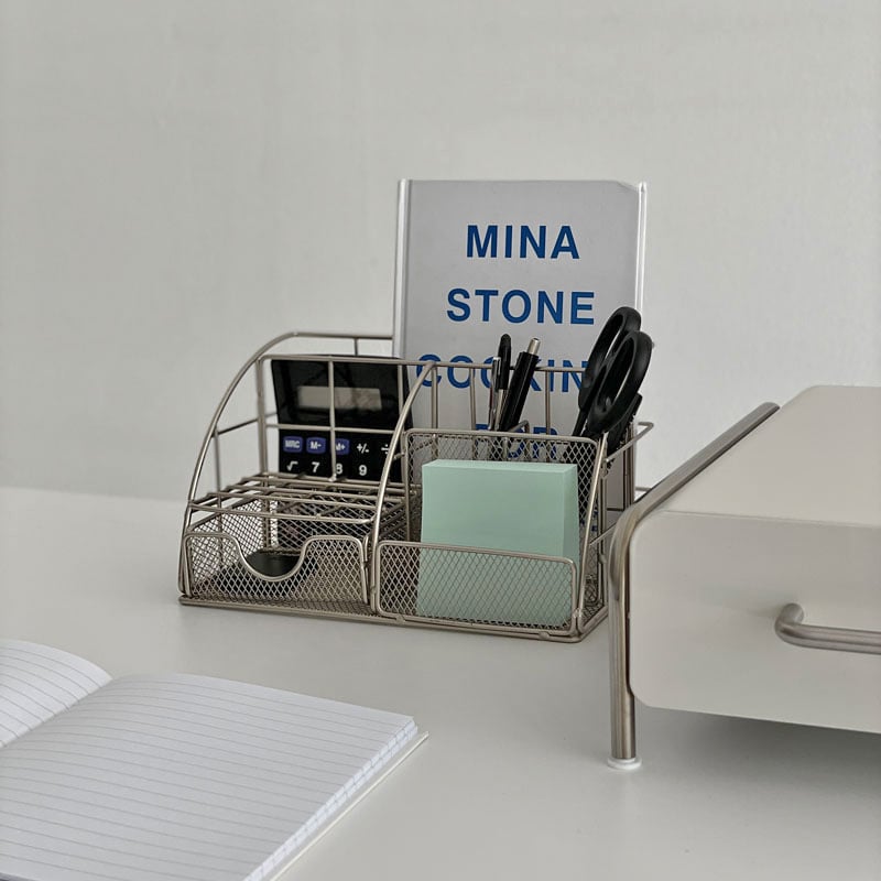 stationery-03024 シルバー スチール デスクオーガナイザー stationery-03024 シルバー スチール デスクオーガナイザー