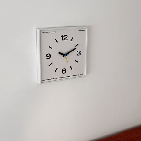 clock-03116　Black / White カラーパネル スクエア ウォールクロック 掛け時計 静音