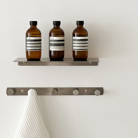 shelf-03032　ステンレス ウォールシェルフ30cm / ウォールフック37cm