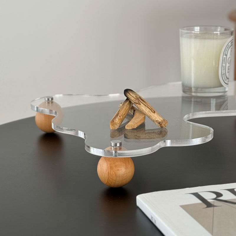plate-03102 ウッドボールスタンド ニュアンス アクリルトレイ plate-03102 ウッドボールスタンド ニュアンス アクリルトレイ