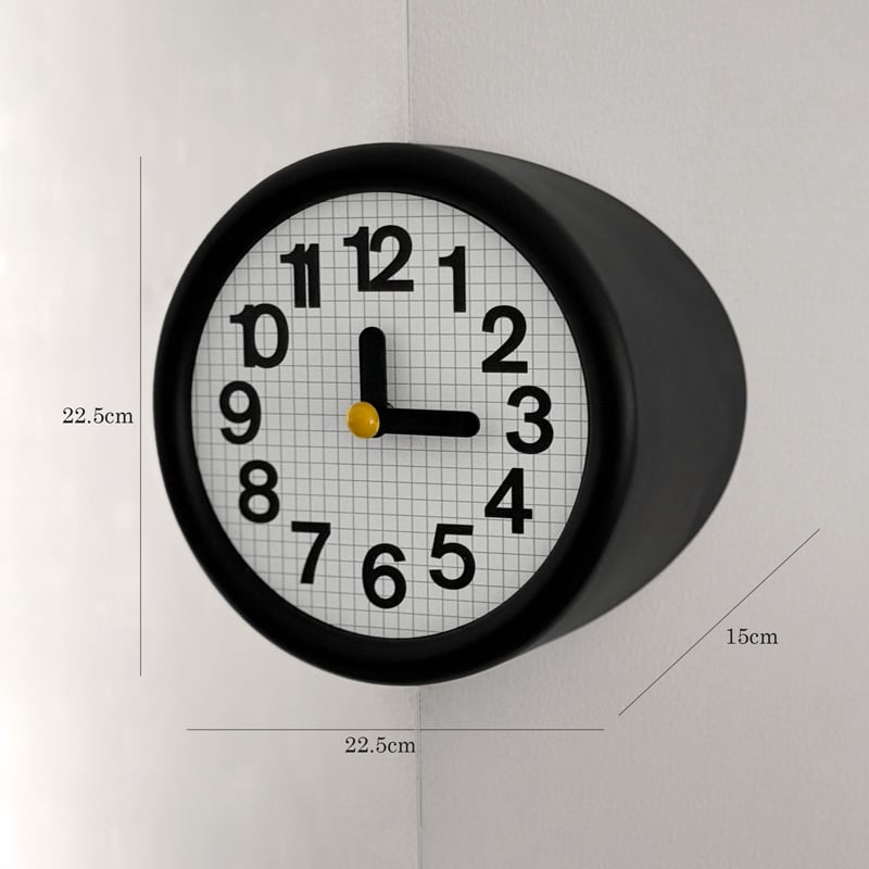 clock-03111 Black コーナー専用 ウォールクロック 壁掛け時計 静音
