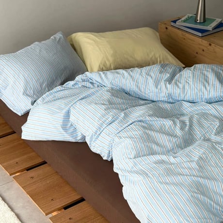 beddingsets-03125　blue×brown ストライプ 布団カバーセット
