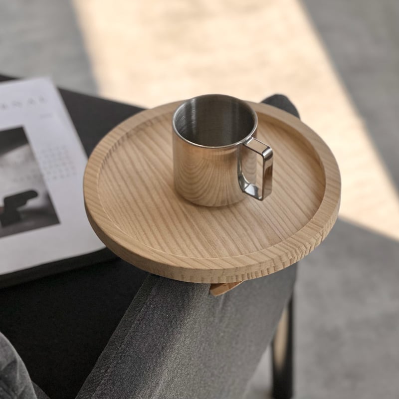 tray-03109 ウッド ラウンド ソファアームトレイ | ART OF BLACK