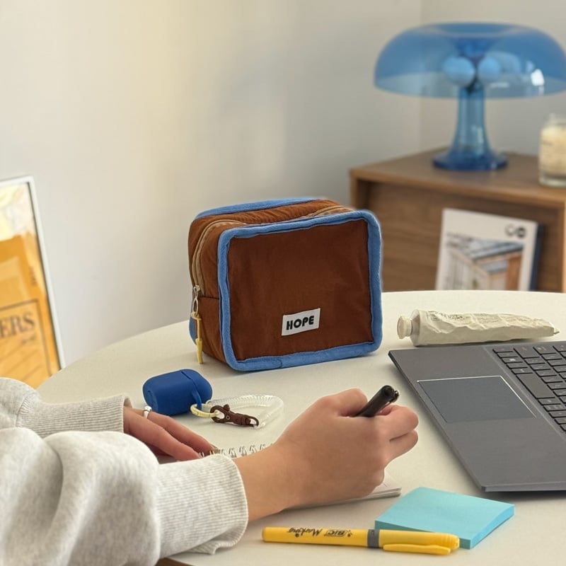 【新品】norm+ スターター3点セット＋ポーチ 予約販売1月中旬～1月下旬頃発送予定 pouch-03003 Blue×brown ポーチ 大