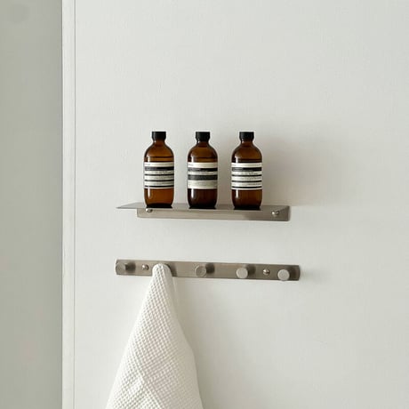shelf-03032　ステンレス ウォールシェルフ30cm / ウォールフック37cm