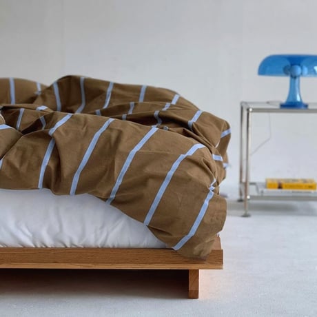 beddingsets-03082　brown×blue ペンシルストライプ 布団カバーセット