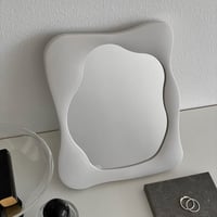 mirror-03106　	スクエア ニュアンス ウェーブ 卓上ミラー 壁掛け