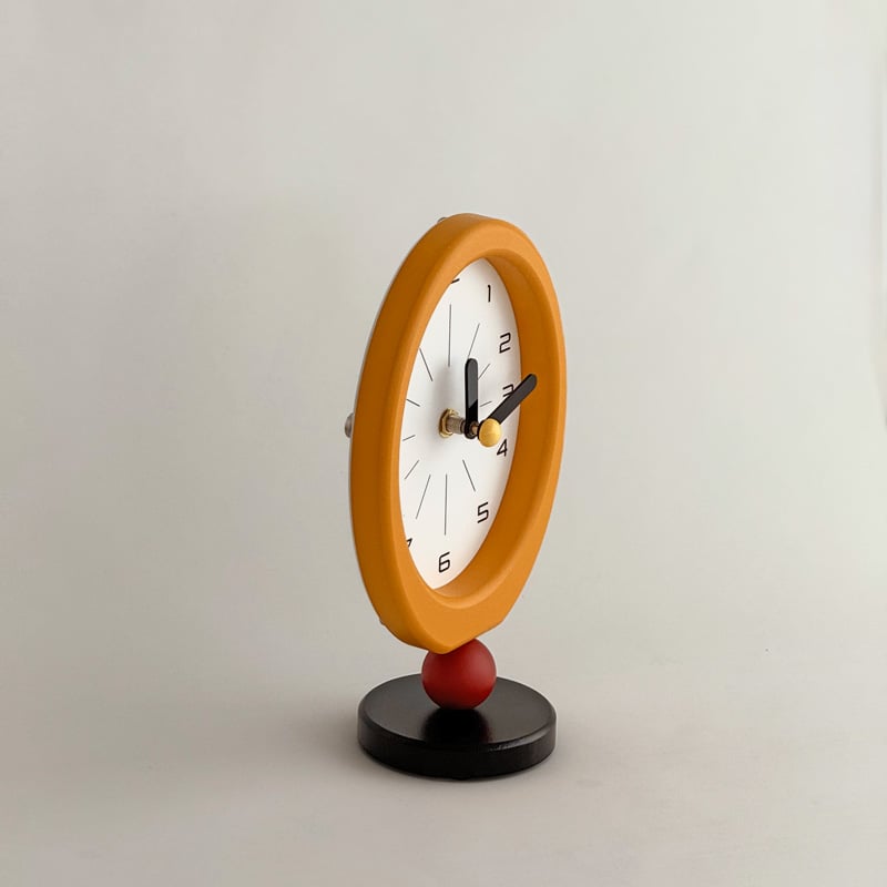 clock-03100 イエローフレーム オーバルデザイン テーブルクロック