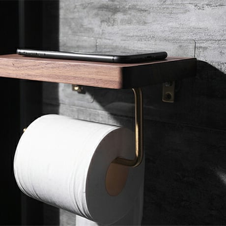 sanitary-03006　ウッド トイレットペーパーホルダー 20cm×12.2cm×高さ10.8cm