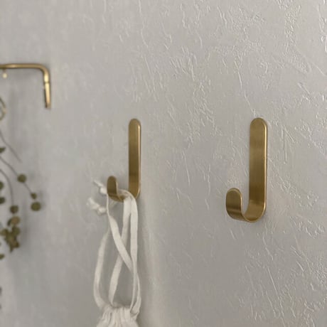 wall-03033　2個セット 真鍮ブラス Jフック ウォールフック 9cm×2cm×3.2cm