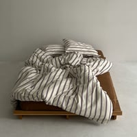 【一部予約商品】　beddingsets-03011　cream×brown シックシンストライプ 布団カバーセット