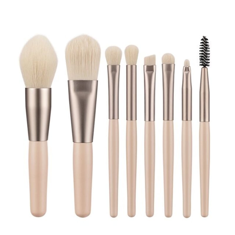 makeupbrush-03004 メイクブラシ 8本セット ベージュグリップ makeupbrush-03004 メイクブラシ 8本セット ベージュグリップ