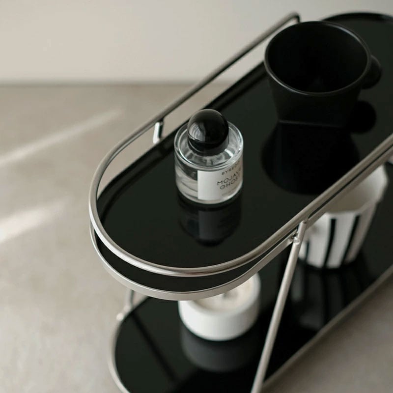 rack-03077 シルバーフレーム ブラックディスプレイラック 2段 | ART