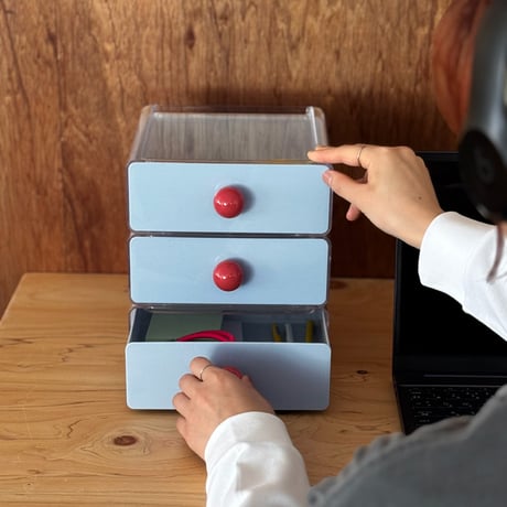 box-03094　バイカラー 引き出し 収納BOX 3段セット