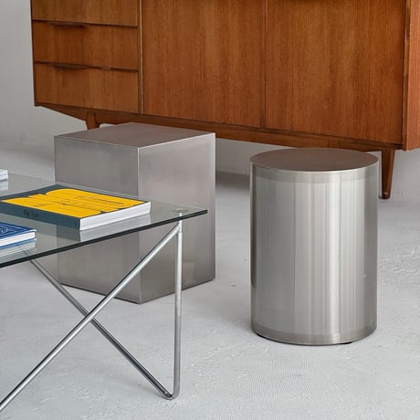 table-03166　ステンレス スクエア サイドテーブル スツール H40 W30