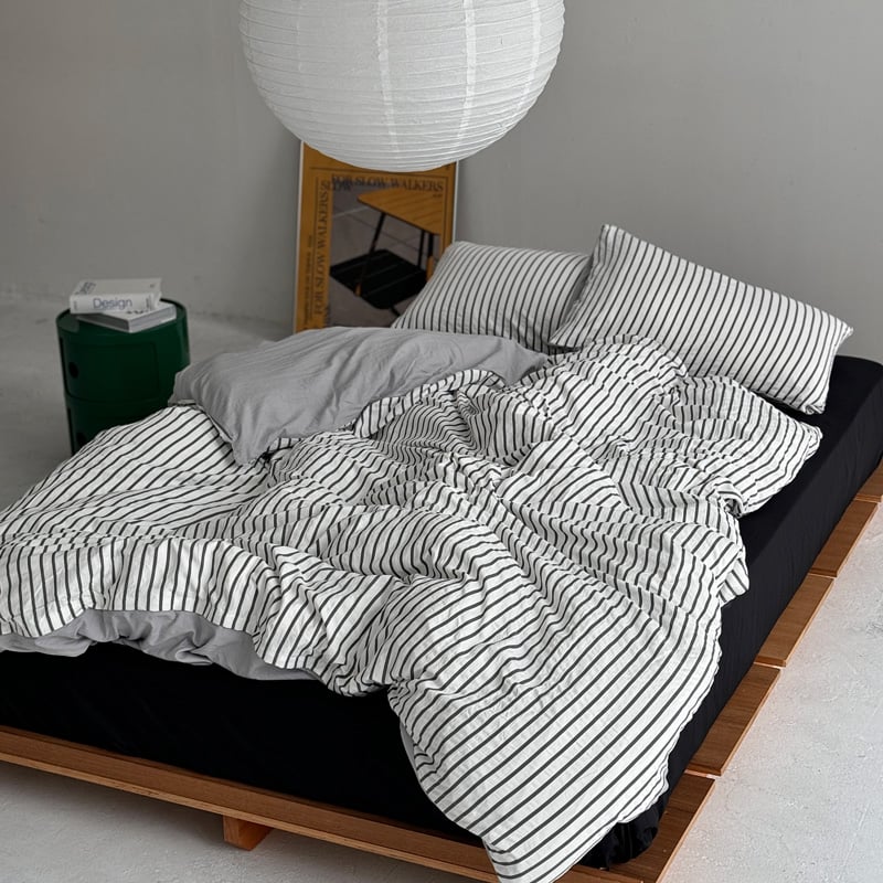 beddingsets-03012 black×white ストライプ 布団カバーセット | beddingsets-03012 black×white ストライプ 布団カバーセット |