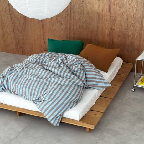 beddingsets-03108　stripe×green×brown 布団カバー 4点セット