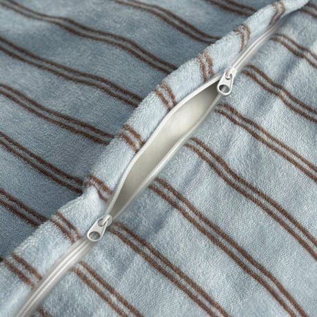 beddingsets-03126　blue×brown あたたか ファイバー厚手 起毛 ストライプ 布団カバーセット