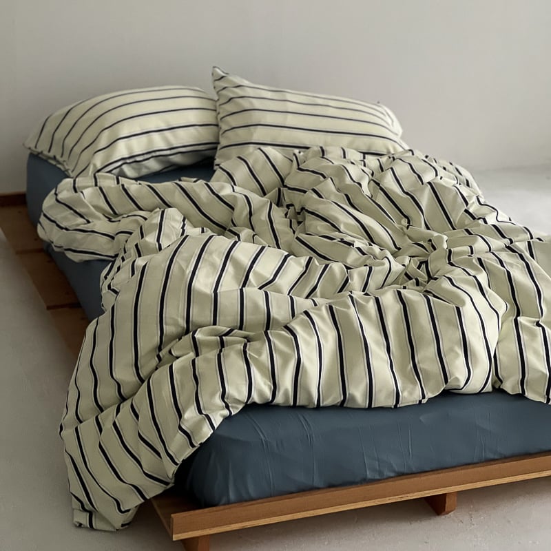 beddingsets-03009 cream×navy シックシンストライプ 布団