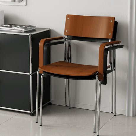予約販売7月中旬～7月下旬頃発送予定　chair-03104　天然木 スクエアパネル ダイニング アームチェア