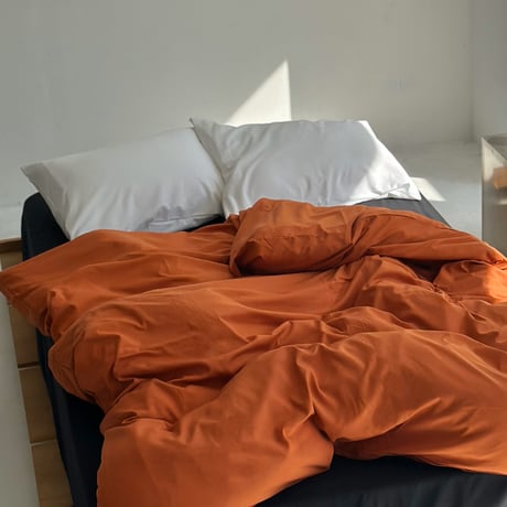 beddingsets-03068　orange×black×white 無地布団カバーセット