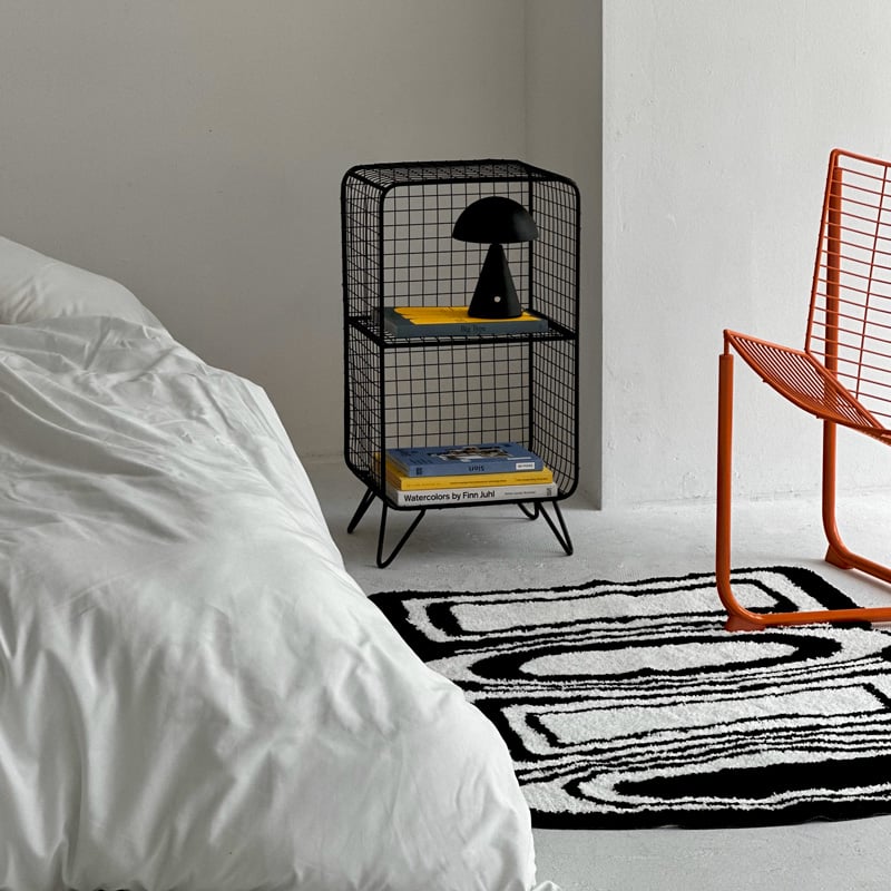 rack-03061 ブラック スタンド付き スチールメッシュ 2段ラック | ART