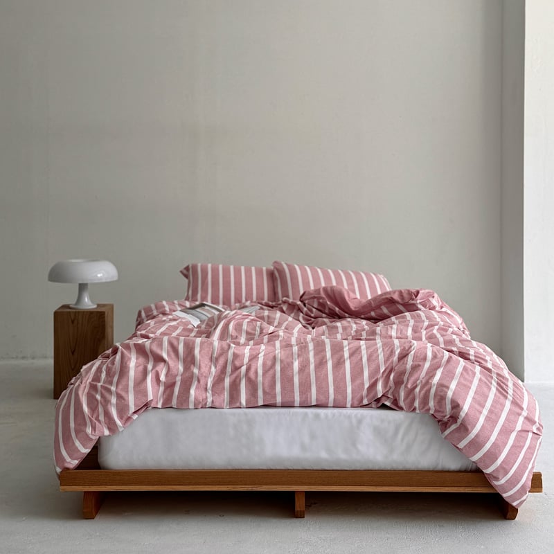 beddingsets-03059 pink×white ストライプ 布団カバーセット | A