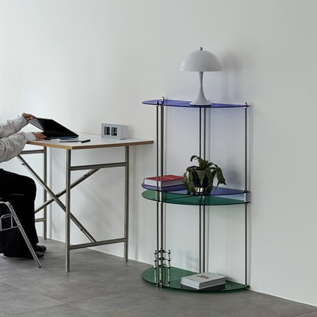 rack-03093　カラーアクリル コーナー 扇型 モジュールシェルフ