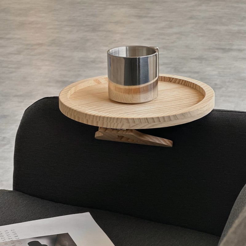 tray-03109 ウッド ラウンド ソファアームトレイ | ART OF BLACK