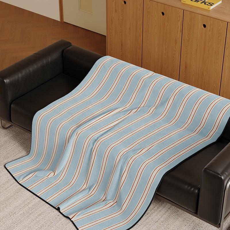 blanket-03057 blue×red×white ストライプ ブランケット 130×1