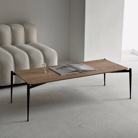 table-03139　ホワイトオーク突板天板 アイアンレッグ リビングテーブル