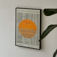 予約販売7月中旬～7月下旬頃発送予定　poster-03124　Retro Bauhaus Vintage Sunset ブラックフレーム アートポスター 50×35cm