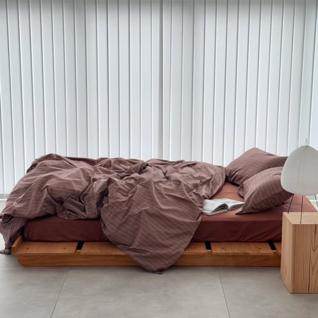beddingsets-03096　brown ピンストライプ 布団カバーセット