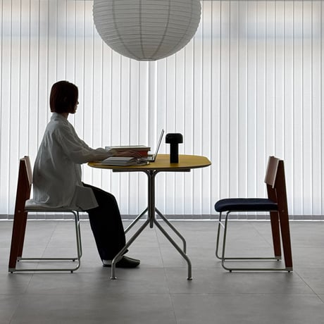 予約販売6月中旬～6月下旬頃発送予定　table-03227　プライウッド イエロー オーバルデスク 140cm×87cm