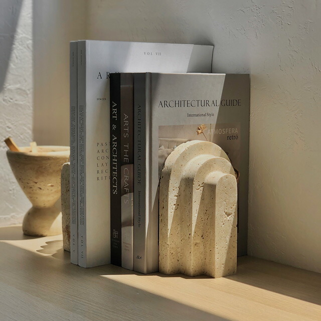 人工大理石のブックエンド ブックエンド オブジェ レインボー 大理石風 | nest