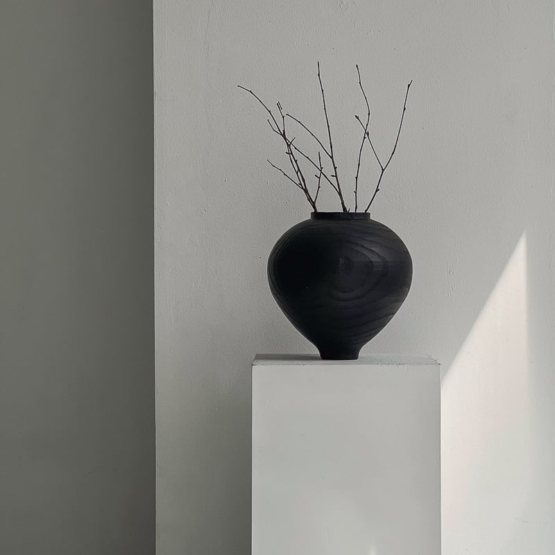 flowervase-03309 wood texture ブラック フラワーベース 花瓶 |