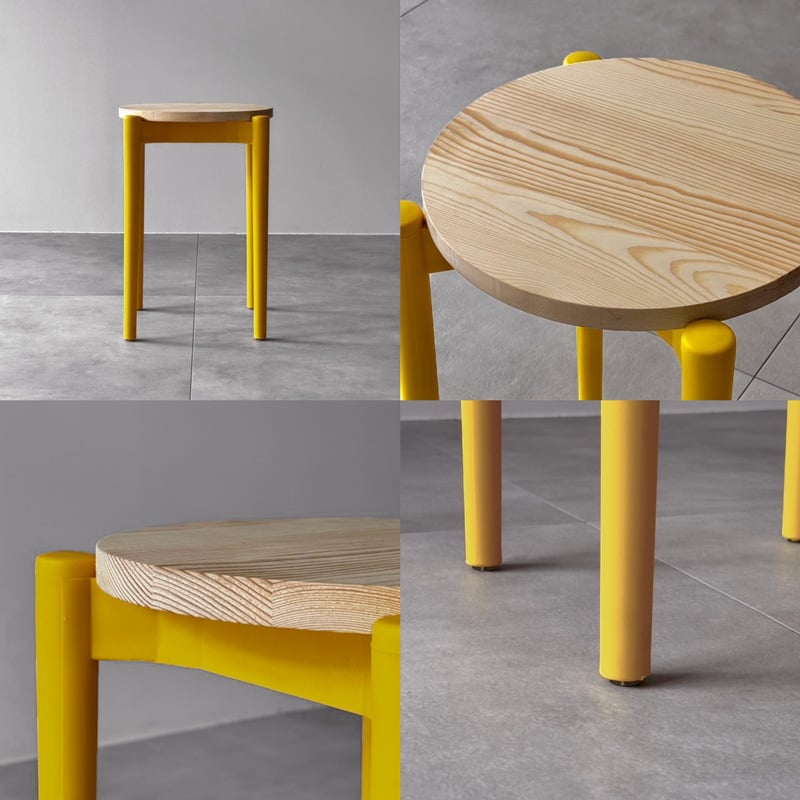 stool-03055 天然木座面 カラーレッグズ ラウンドスツール | ART OF BLACK