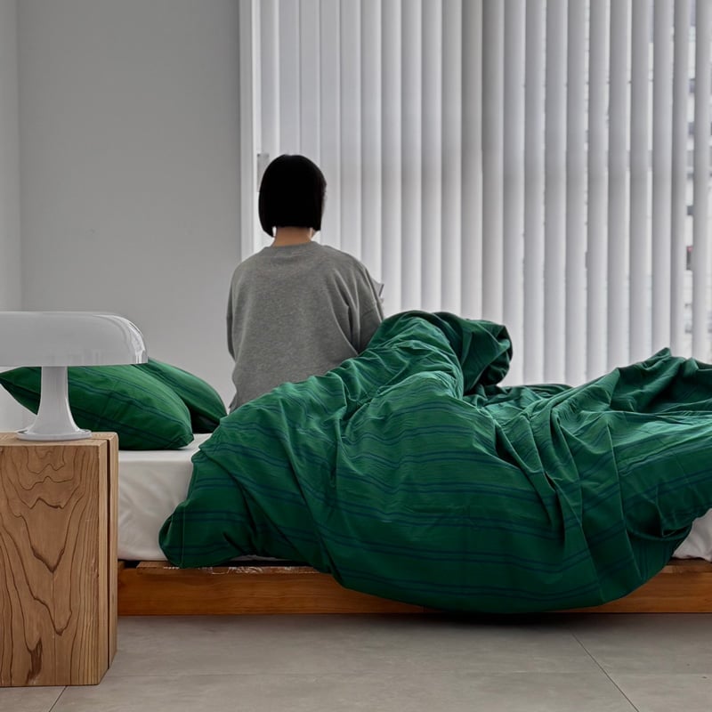 beddingsets-03025 グリーン ダブルストライプ 布団カバーセット | ART