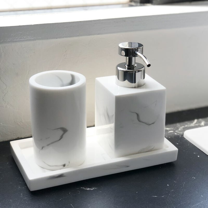 toiletries-03003 大理石柄 泡タイプ 詰め替えボトル 歯ブラシスタンド