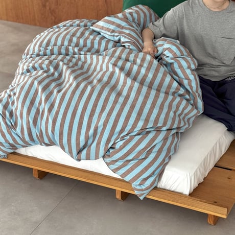 beddingsets-03108　stripe×green×brown 布団カバー 4点セット