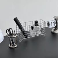 予約販売9月中旬～9月下旬頃発送予定　box-03027　ワイド シルバー スチール 脚付き かごバスケット