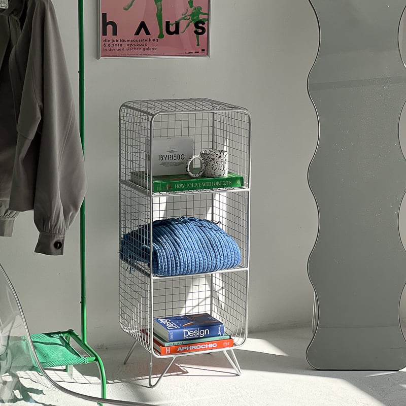 JOURNAL STANDARD メッシュ3段ラック　ボックス付き rack-03037 シルバー スタンド付き スチールメッシュ 3段ラック