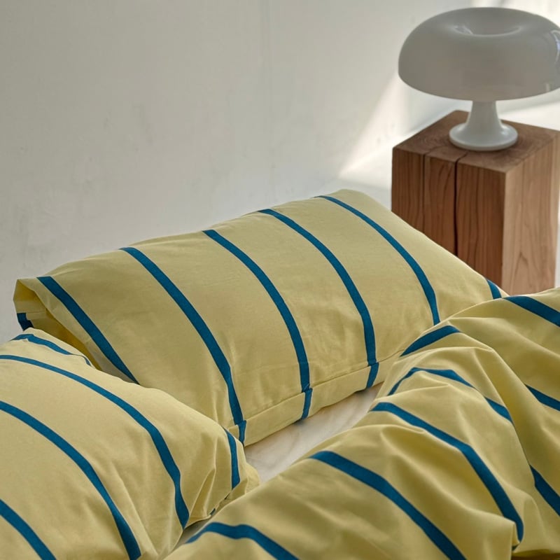 beddingsets-03081 yellow×blue ペンシルストライプ 布団カバーセッ