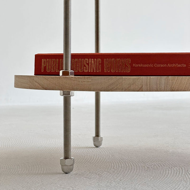 table-03097 天然木 ラウンド 2段 ステンレス サイドテーブル | ART OF